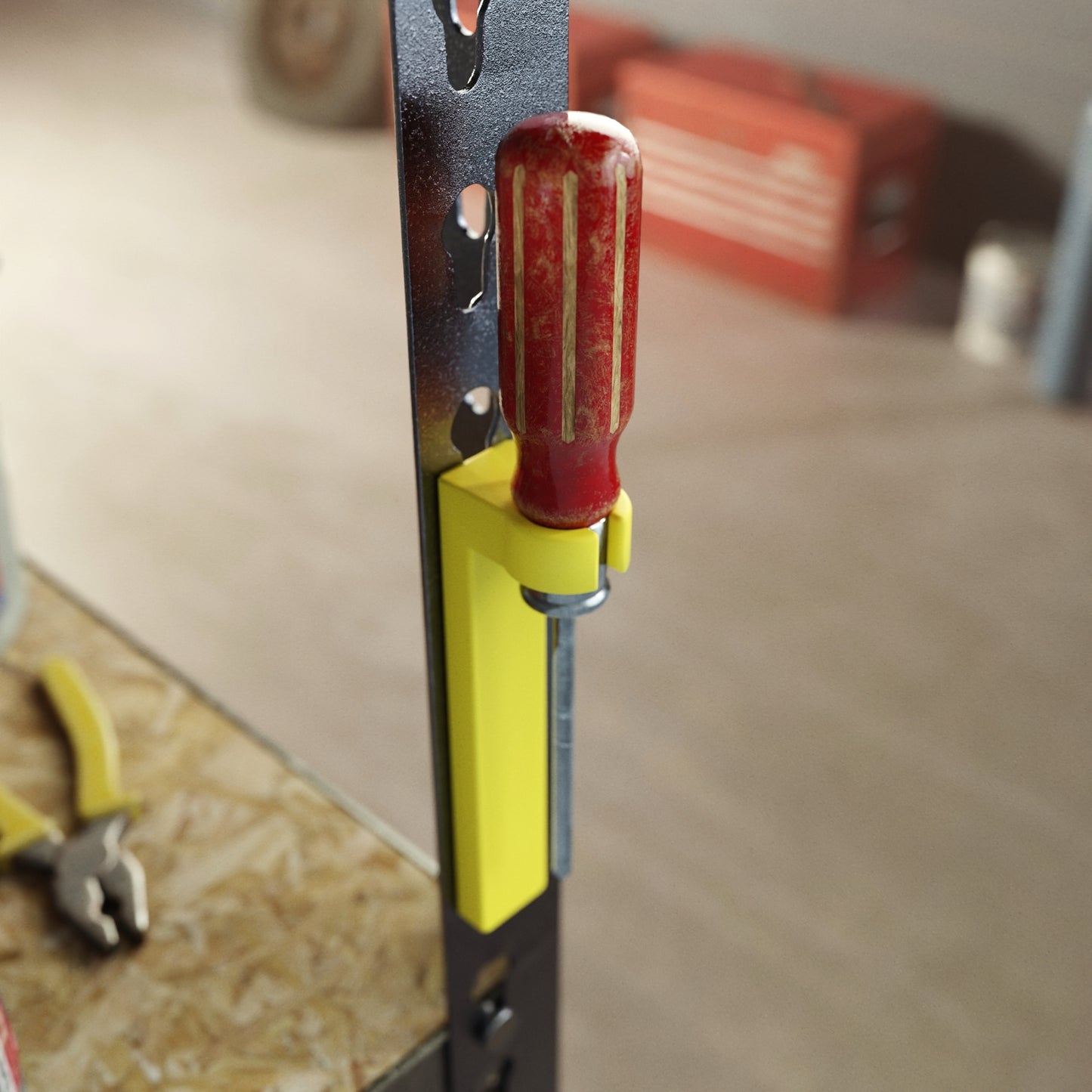 Screwdriver holder for utility shelving