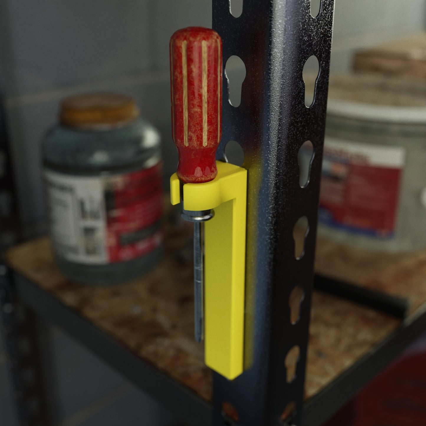 Screwdriver holder for utility shelving